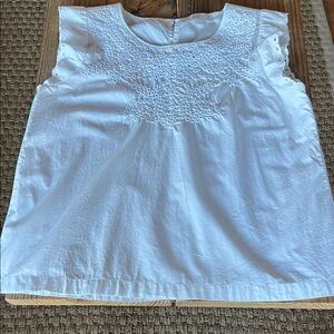 LOFT White Eyelet Embroidered Blouse